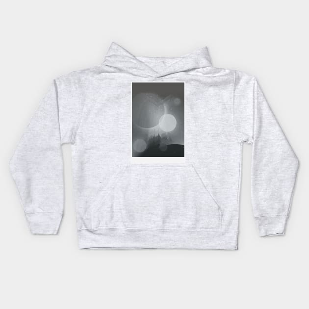 Grayscale sci fi Kids Hoodie by jondenby